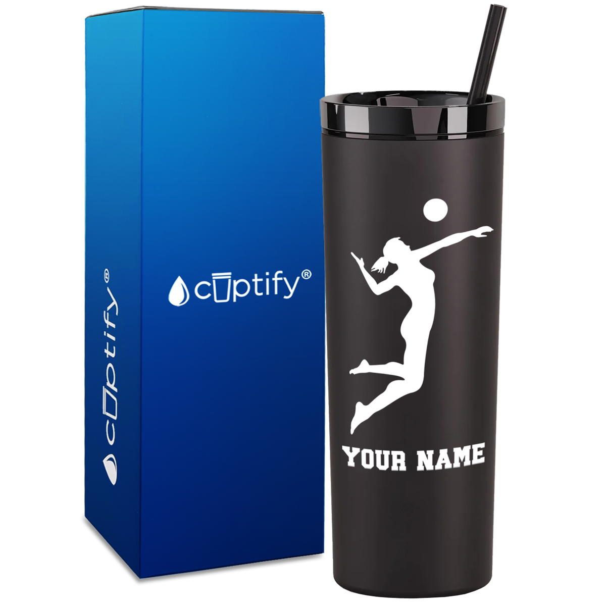 Personalized Volleyball Player on 18oz Acrylic Skinny Tumbler