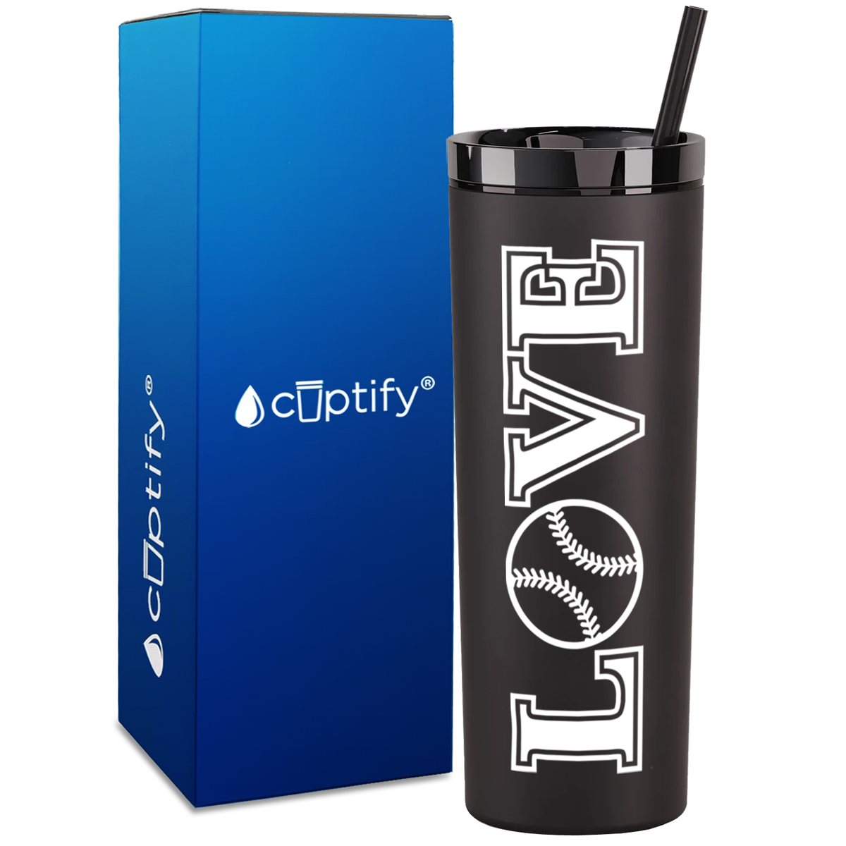 LOVE Softball on 18oz Acrylic Skinny Tumbler