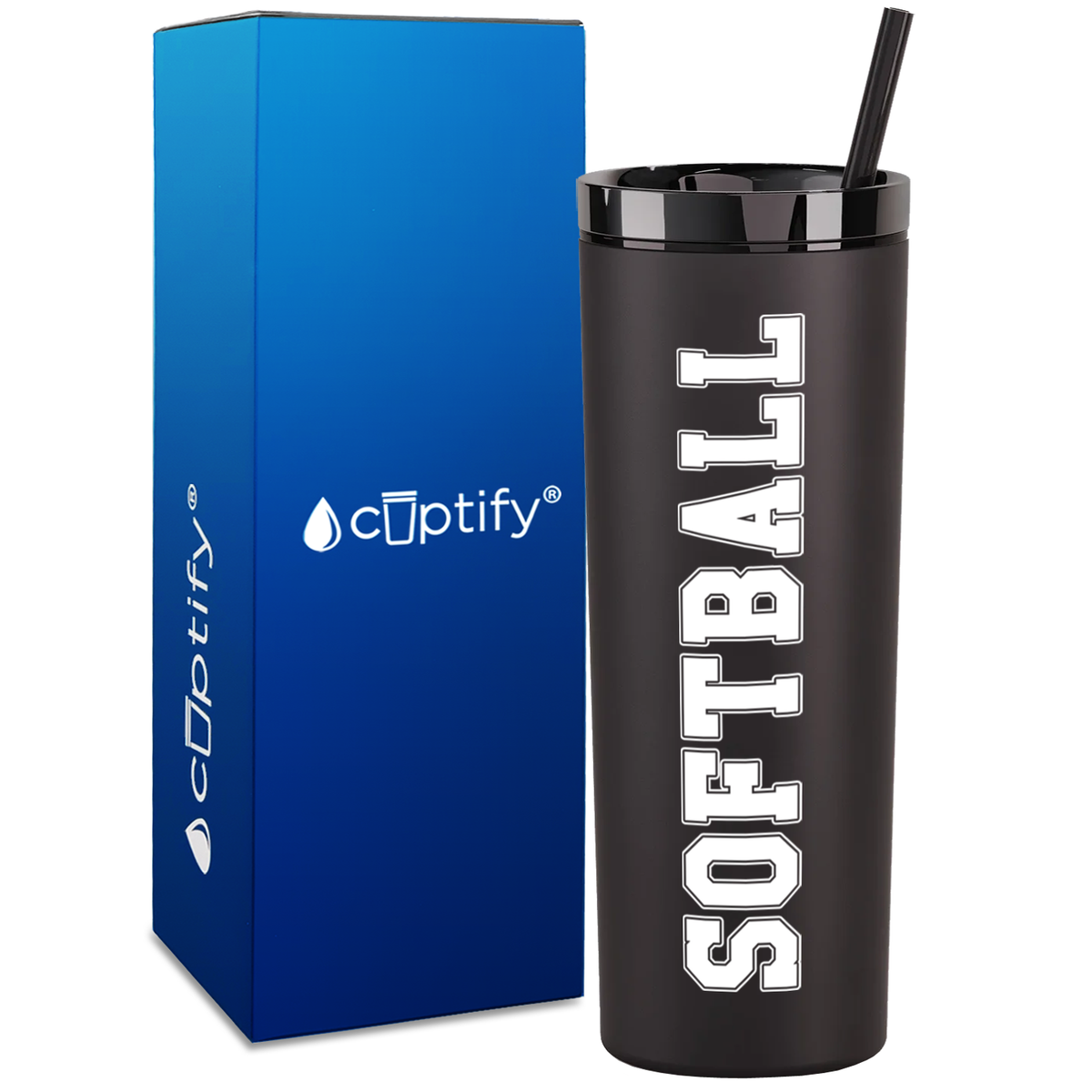 Softball on 18oz Acrylic Skinny Tumbler