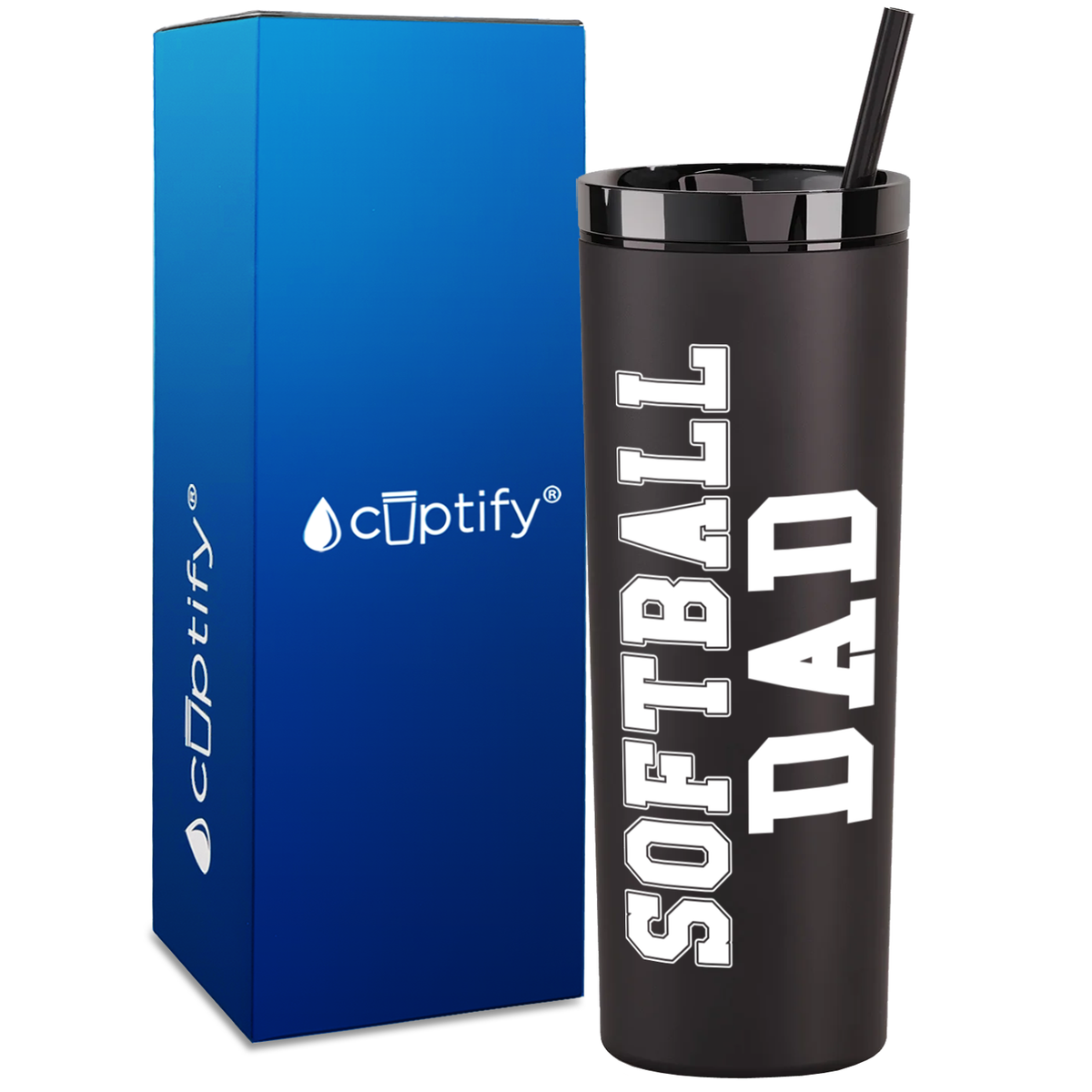 Softball Dad on 18oz Acrylic Skinny Tumbler
