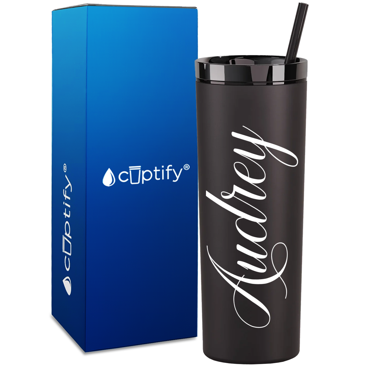 Personalized Audrey Style on 18oz Acrylic Skinny Tumbler