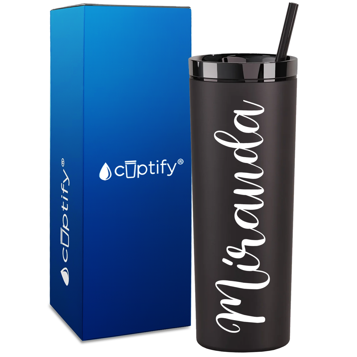 Personalized Miranda Style on 18oz Acrylic Skinny Tumbler