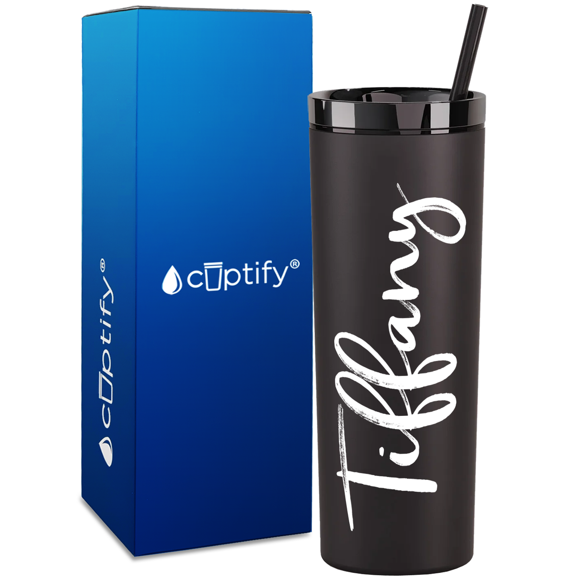 Personalized Tiffany Style on 18oz Acrylic Skinny Tumbler
