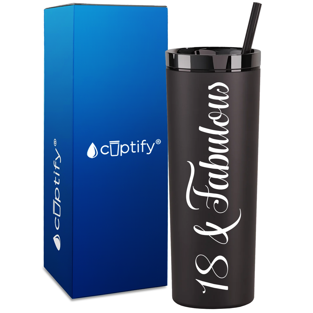 18 and Fabulous on 18oz Acrylic Skinny Tumbler