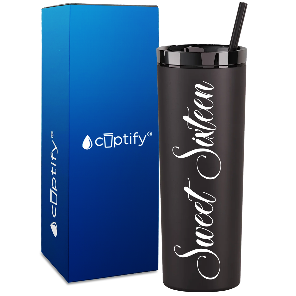 Sweet Sixteen on 18oz Acrylic Skinny Tumbler