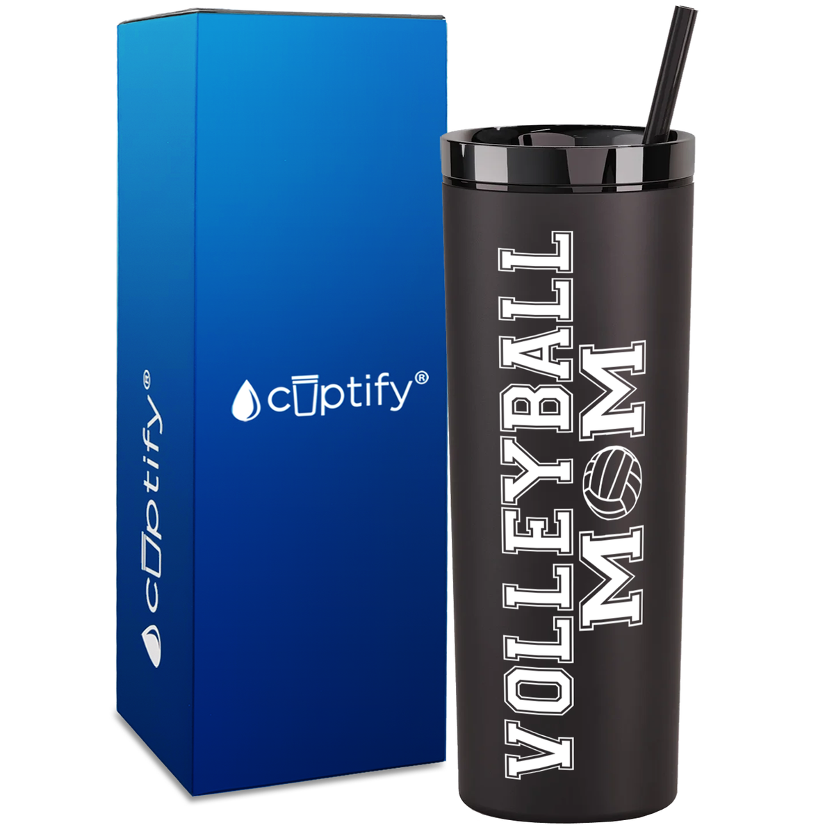 Volleyball Mom on 18oz Acrylic Skinny Tumbler