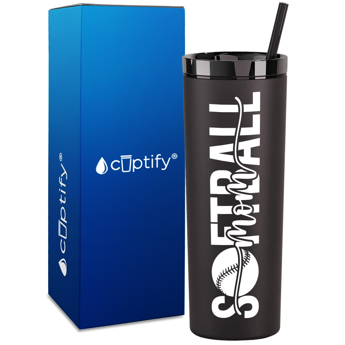 Softball Mom Swish on 18oz Acrylic Skinny Tumbler