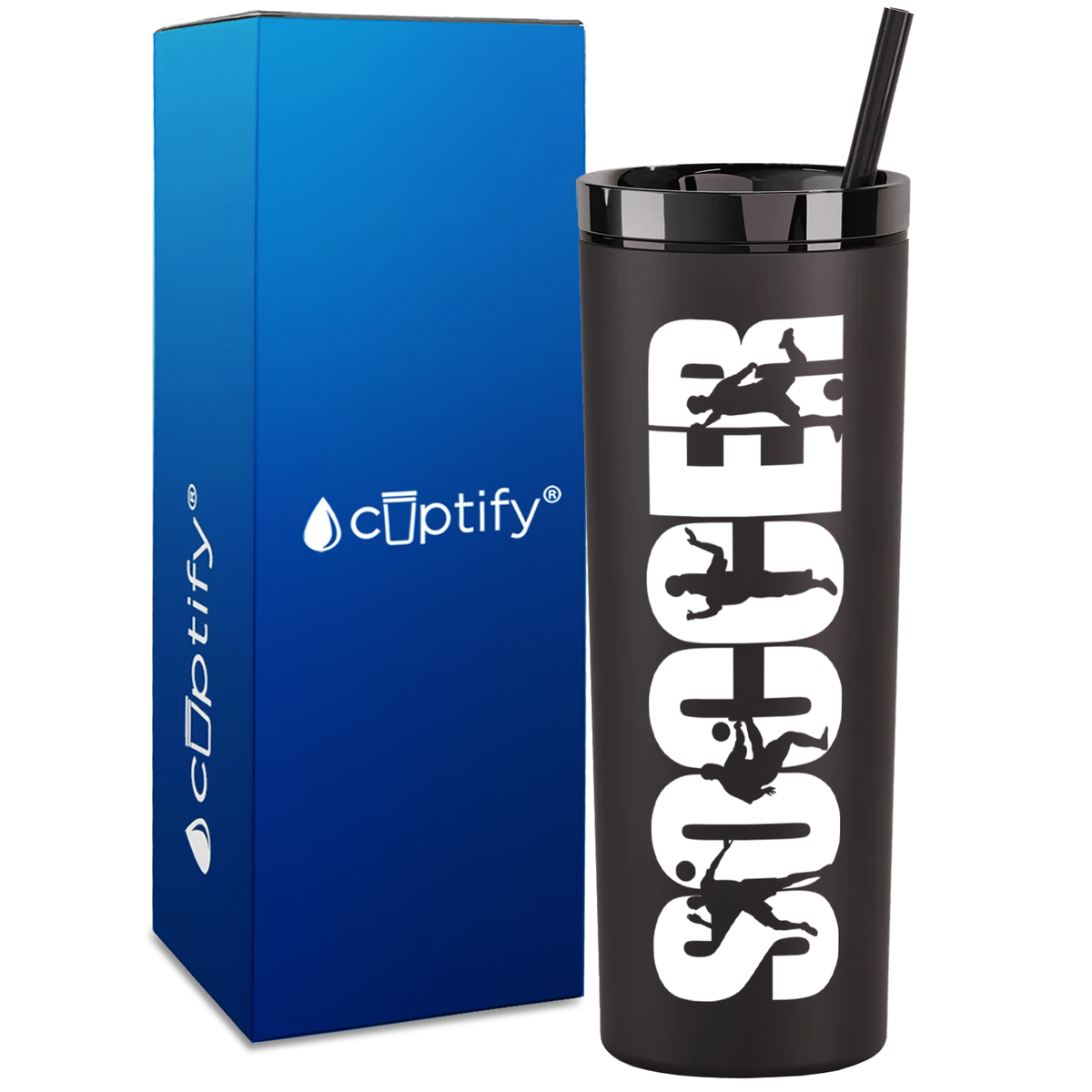 Soccer Players on 18oz Acrylic Skinny Tumbler