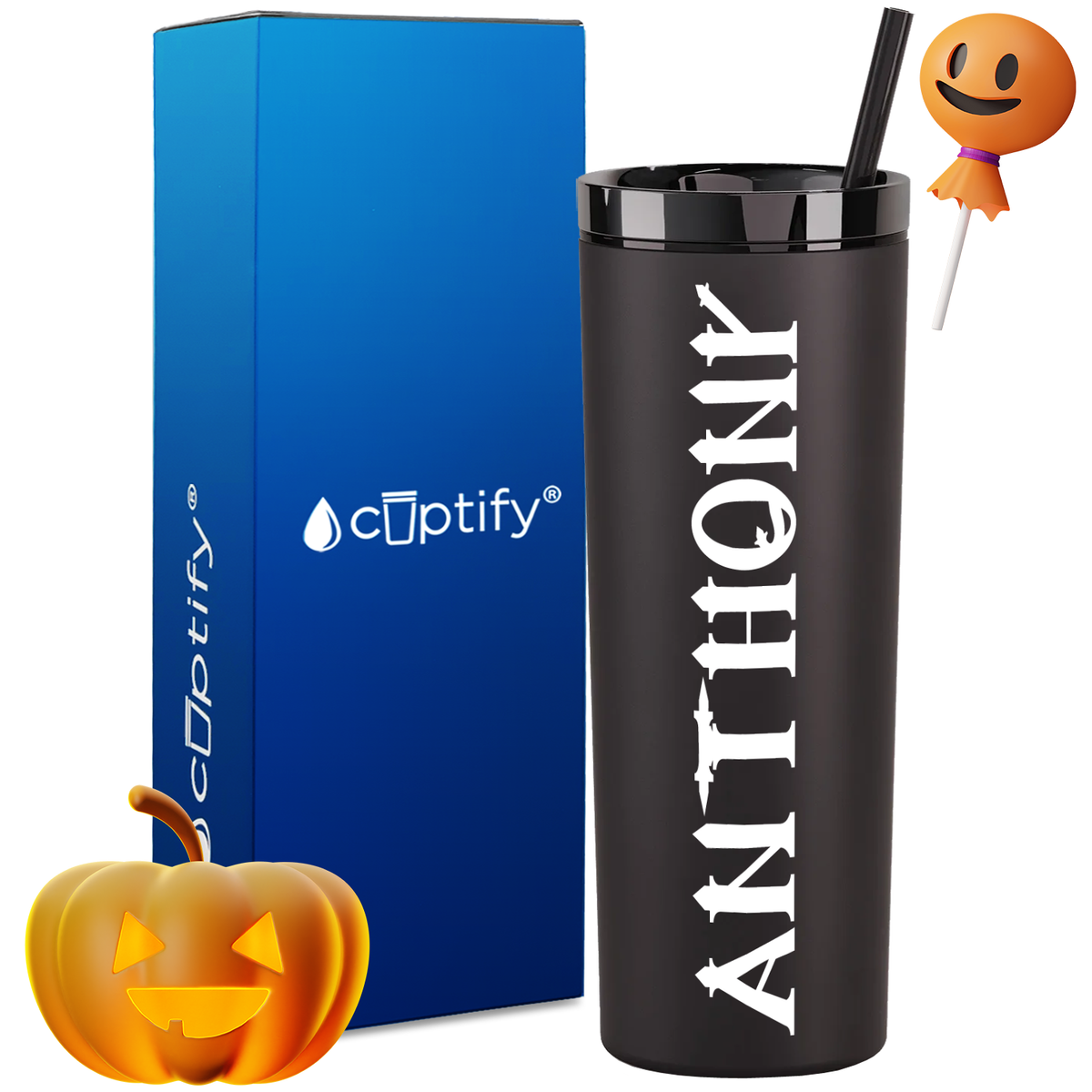 Personalized Creepy Style on 18oz Acrylic Halloween Tumbler