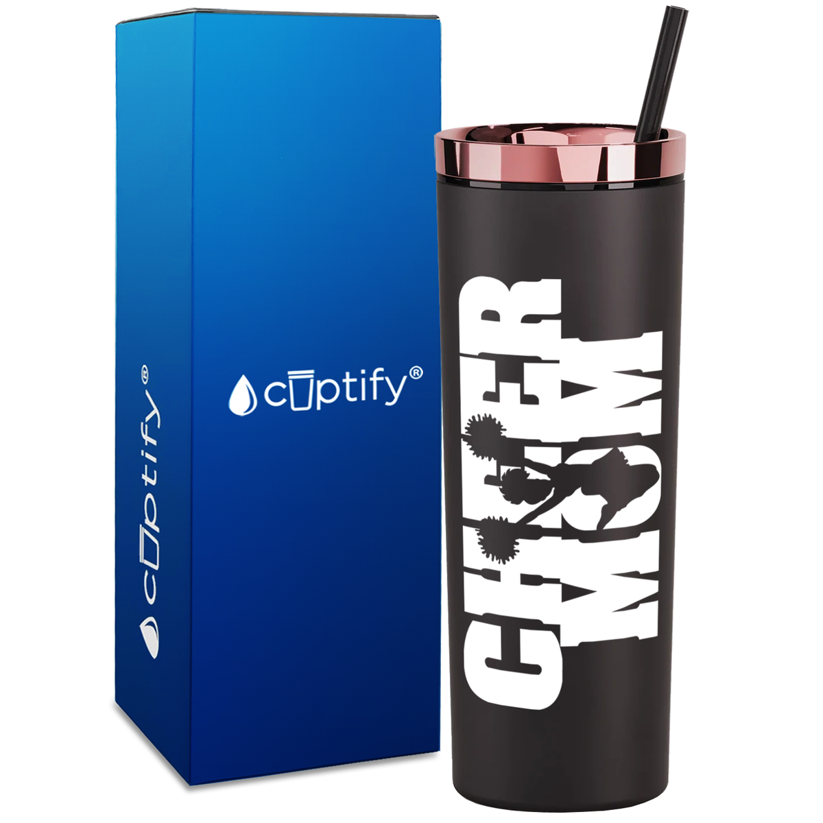 Cheer Mom with Cheerleader on 18oz Acrylic Skinny Tumbler