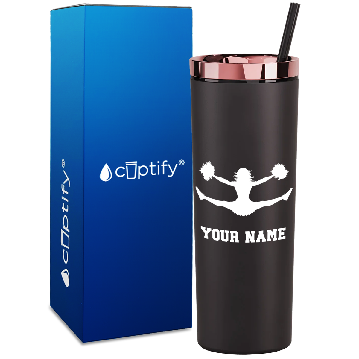 Personalized Cheerleader Flyer on 18oz Acrylic Skinny Tumbler