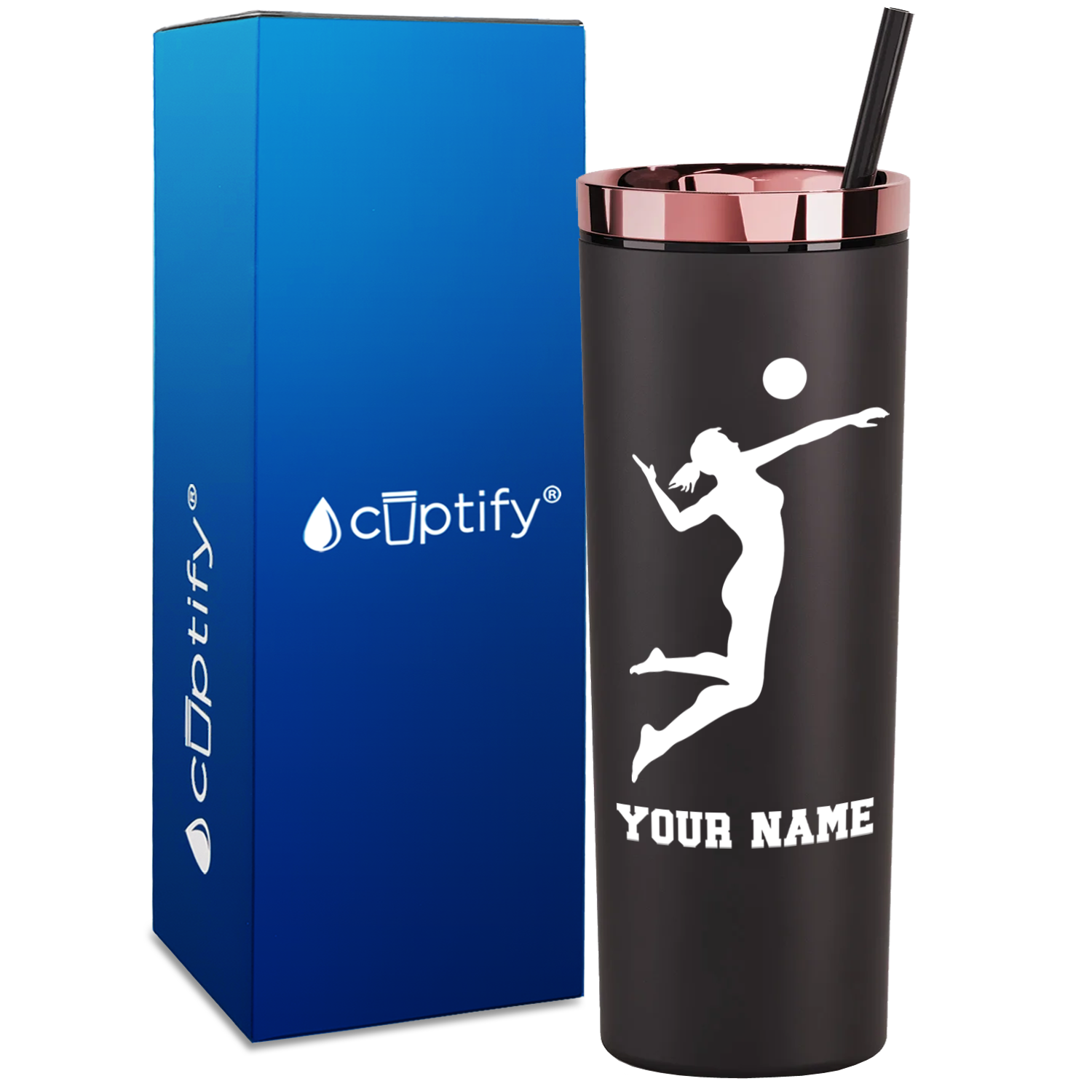 Personalized Volleyball Player on 18oz Acrylic Skinny Tumbler