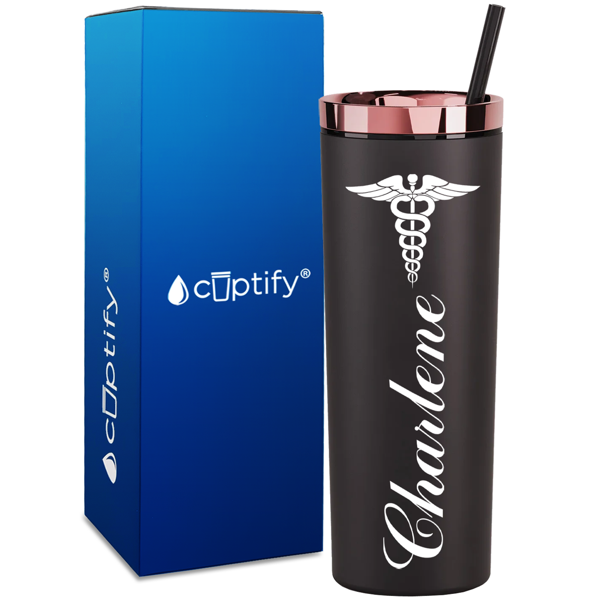 Personalized Caduceus Nurse on 18oz Acrylic Skinny Tumbler