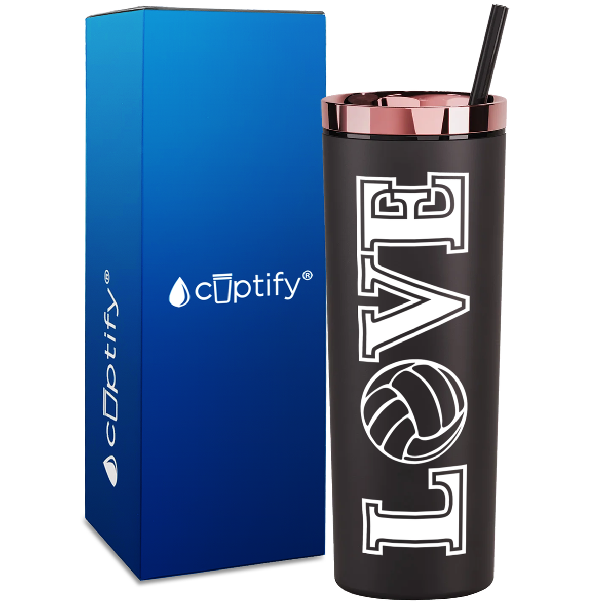 LOVE Volleyball on 18oz Acrylic Skinny Tumbler