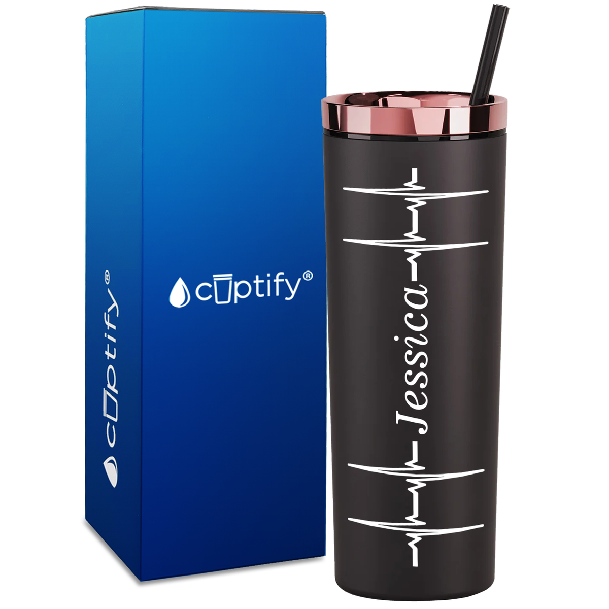 Personalized Nurse Heart Beat Pulse on 18oz Acrylic Skinny Tumbler