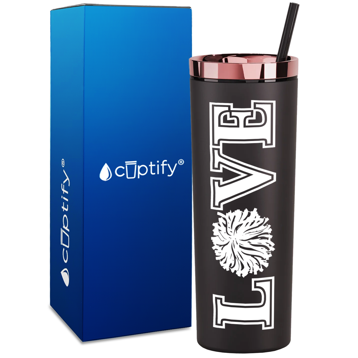 Love Cheer on 18oz Acrylic Skinny Tumbler