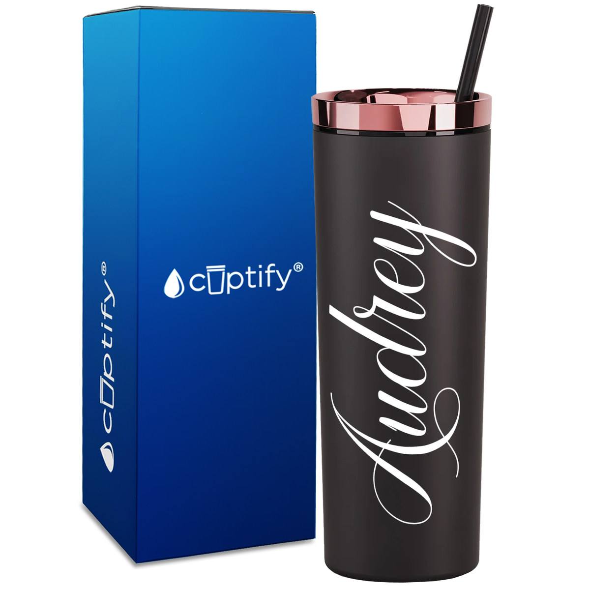 Personalized Audrey Style on 18oz Acrylic Skinny Tumbler