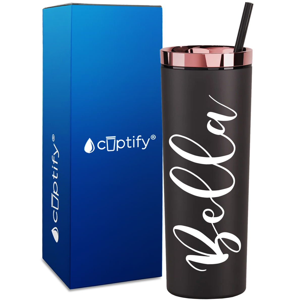 Personalized Bella Style on 18oz Acrylic Skinny Tumbler