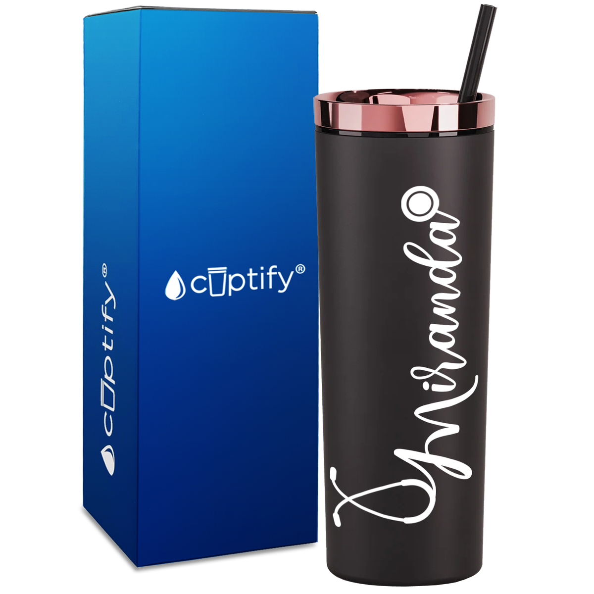 Personalized Nurse Stethoscope Decorative on 18oz Acrylic Skinny Tumbler