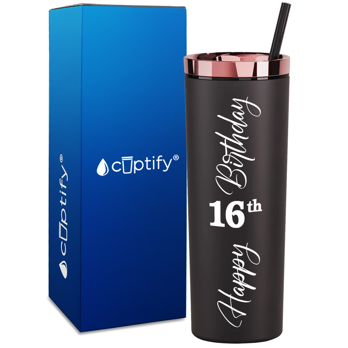 Happy 16th Birthday on 18oz Acrylic Skinny Tumbler