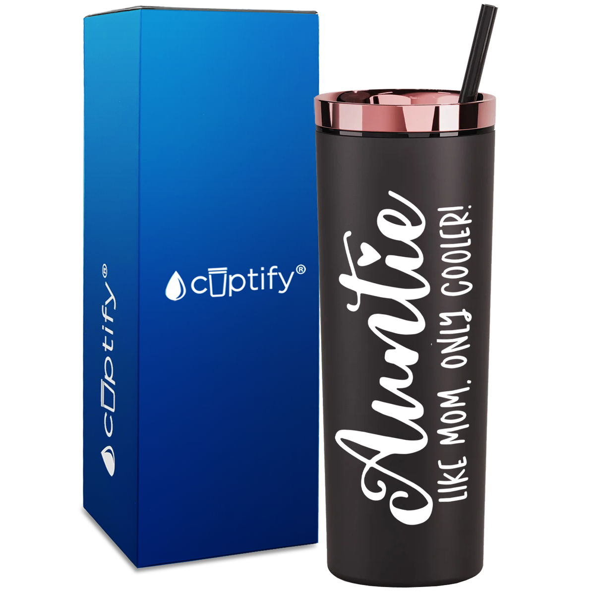 Auntie Like Mom Only Cooler on 18oz Acrylic Skinny Tumbler