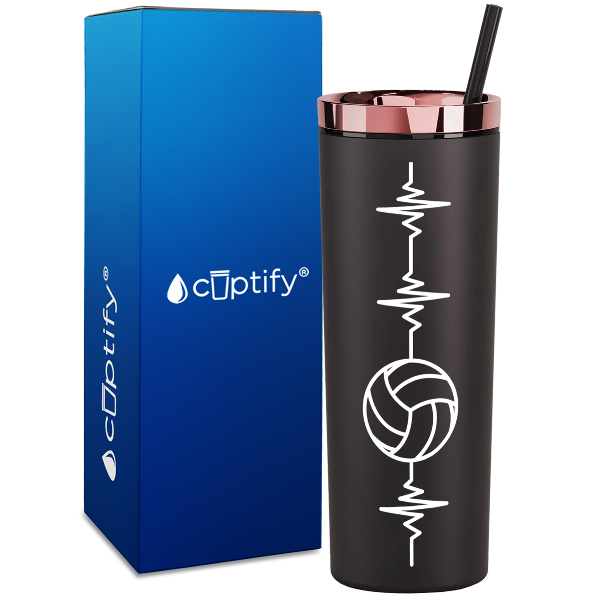 Heart Beat Pulse Volleyball on 18oz Acrylic Skinny Tumbler