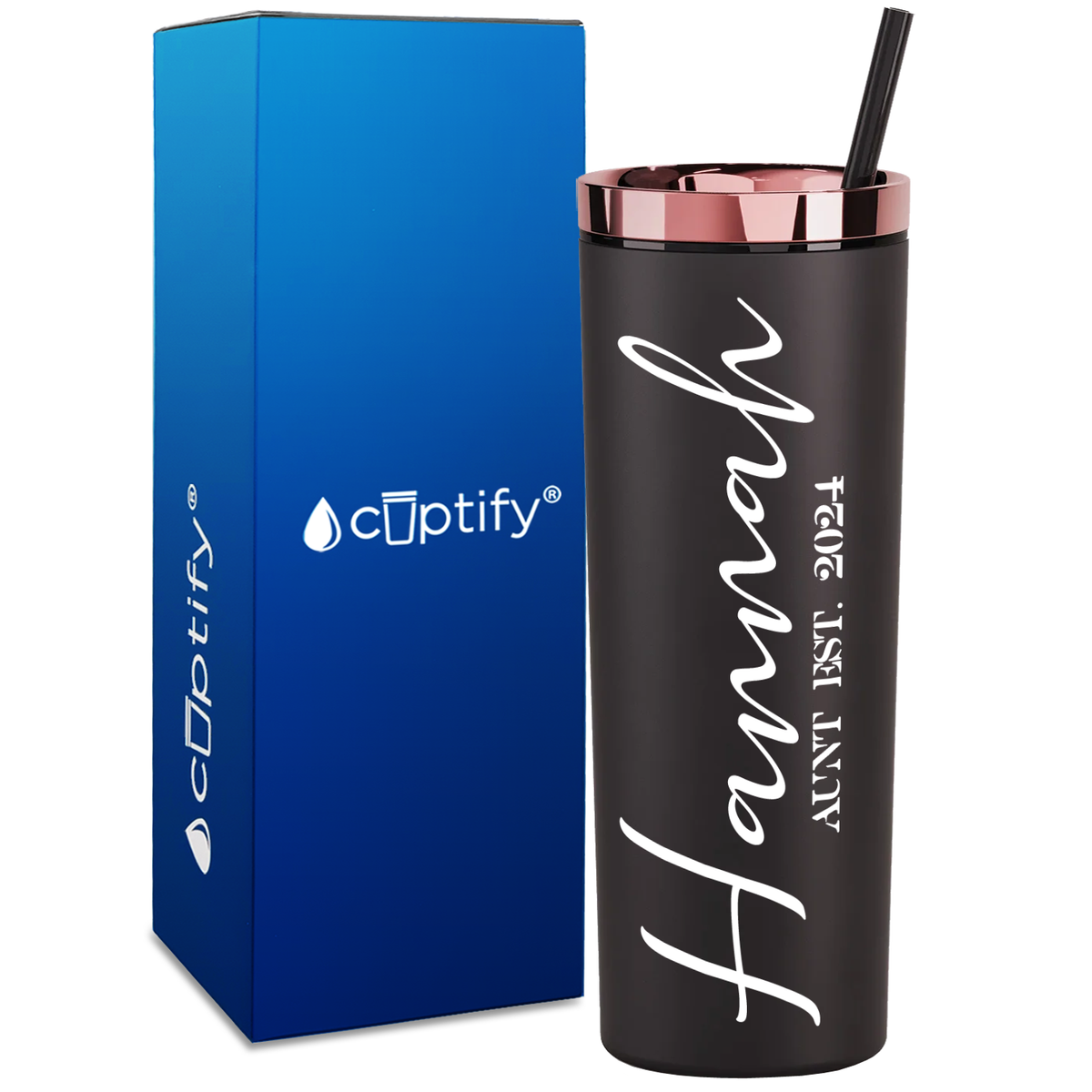 Personalized Aunt Established on 18oz Acrylic Skinny Tumbler