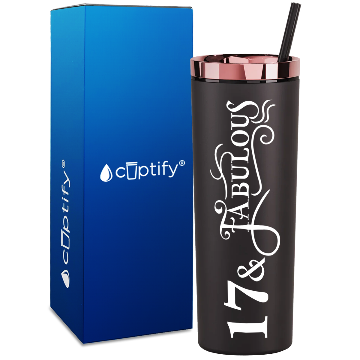 Fancy 17 and Fabulous on 18oz Acrylic Skinny Tumbler