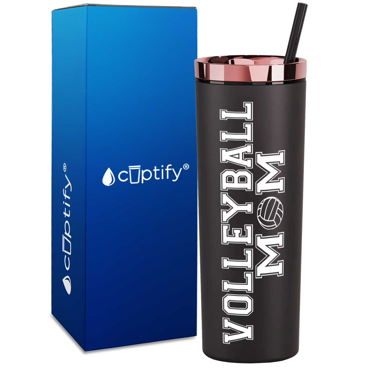 Volleyball Mom on 18oz Acrylic Skinny Tumbler