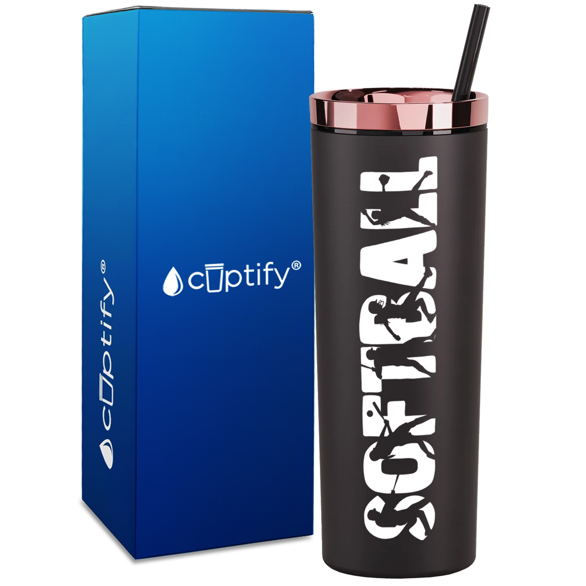 Softball Players on 18oz Acrylic Skinny Tumbler