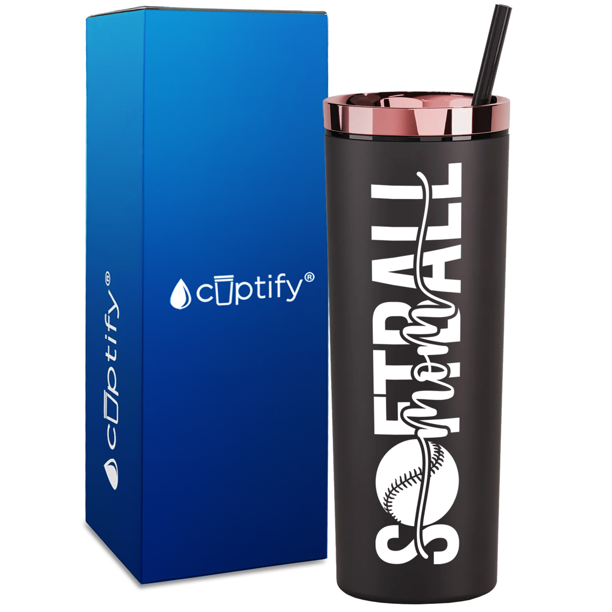 Softball Mom Swish on 18oz Acrylic Skinny Tumbler