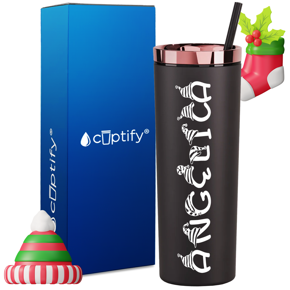 Personalized Elfen Style on 18oz Acrylic Christmas Tumbler