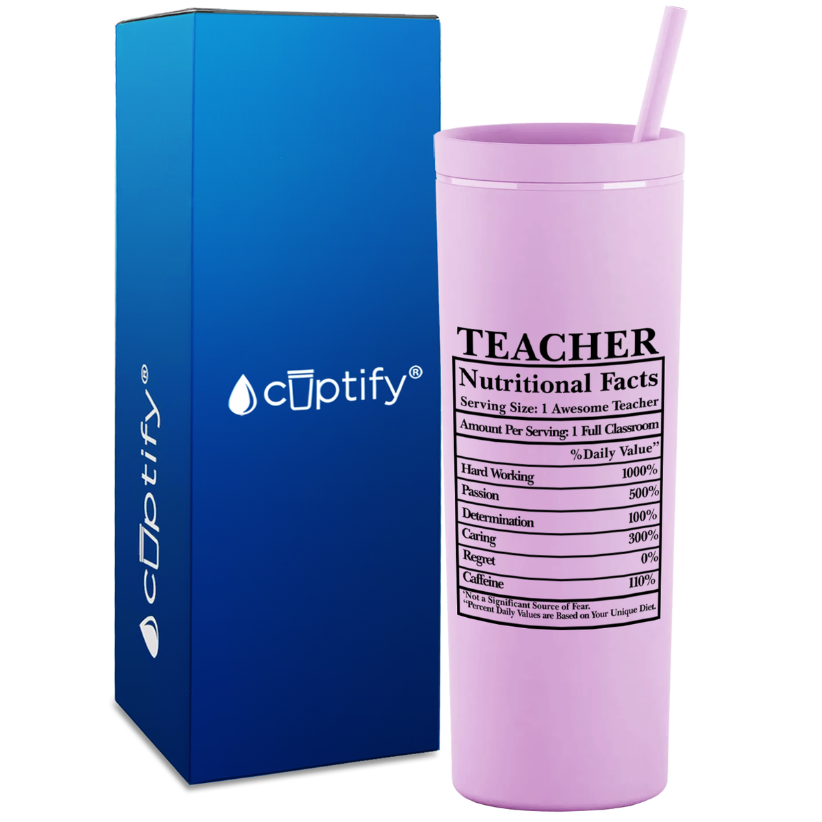 Teacher Nutritional Facts on 18oz Acrylic Teacher Tumbler
