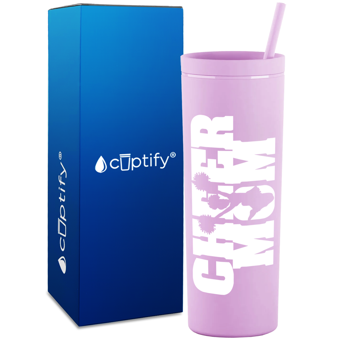 Cheer Mom with Cheerleader on 18oz Acrylic Skinny Tumbler