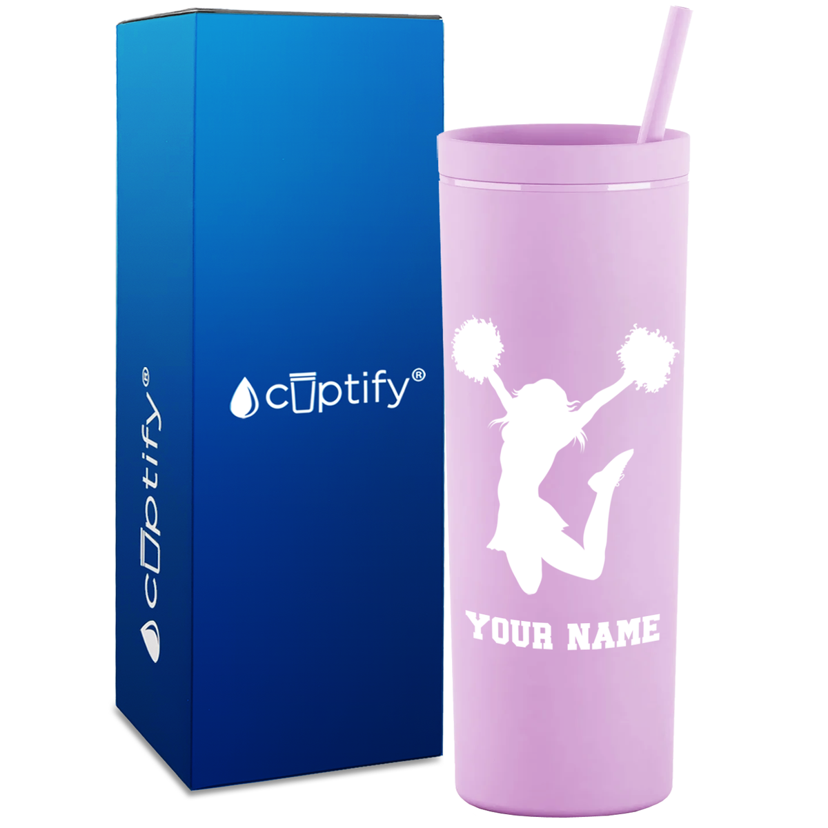 Personalized Cheerleader on 18oz Acrylic Skinny Tumbler