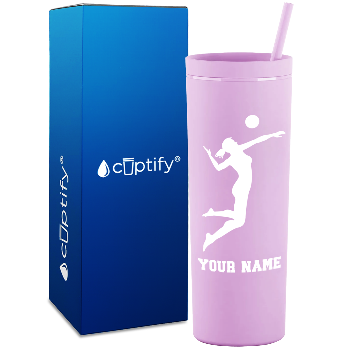 Personalized Volleyball Player on 18oz Acrylic Skinny Tumbler