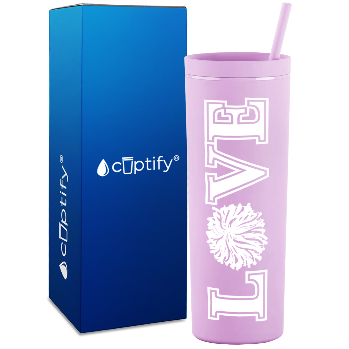Love Cheer on 18oz Acrylic Skinny Tumbler