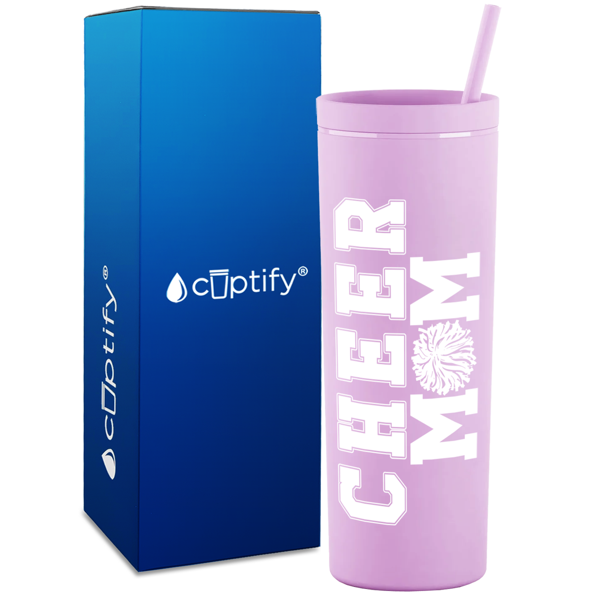 Cheer Mom on 18oz Acrylic Skinny Tumbler