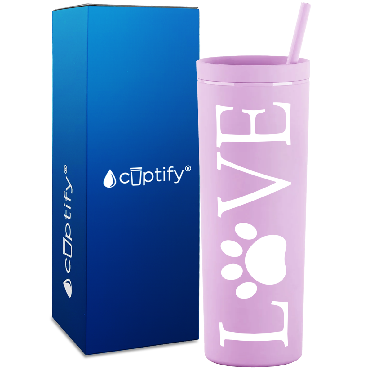 LOVE Dog Paw on 18oz Acrylic Skinny Tumbler