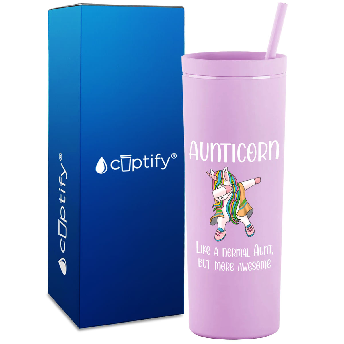 Aunticorn on 18oz Acrylic Skinny Tumbler