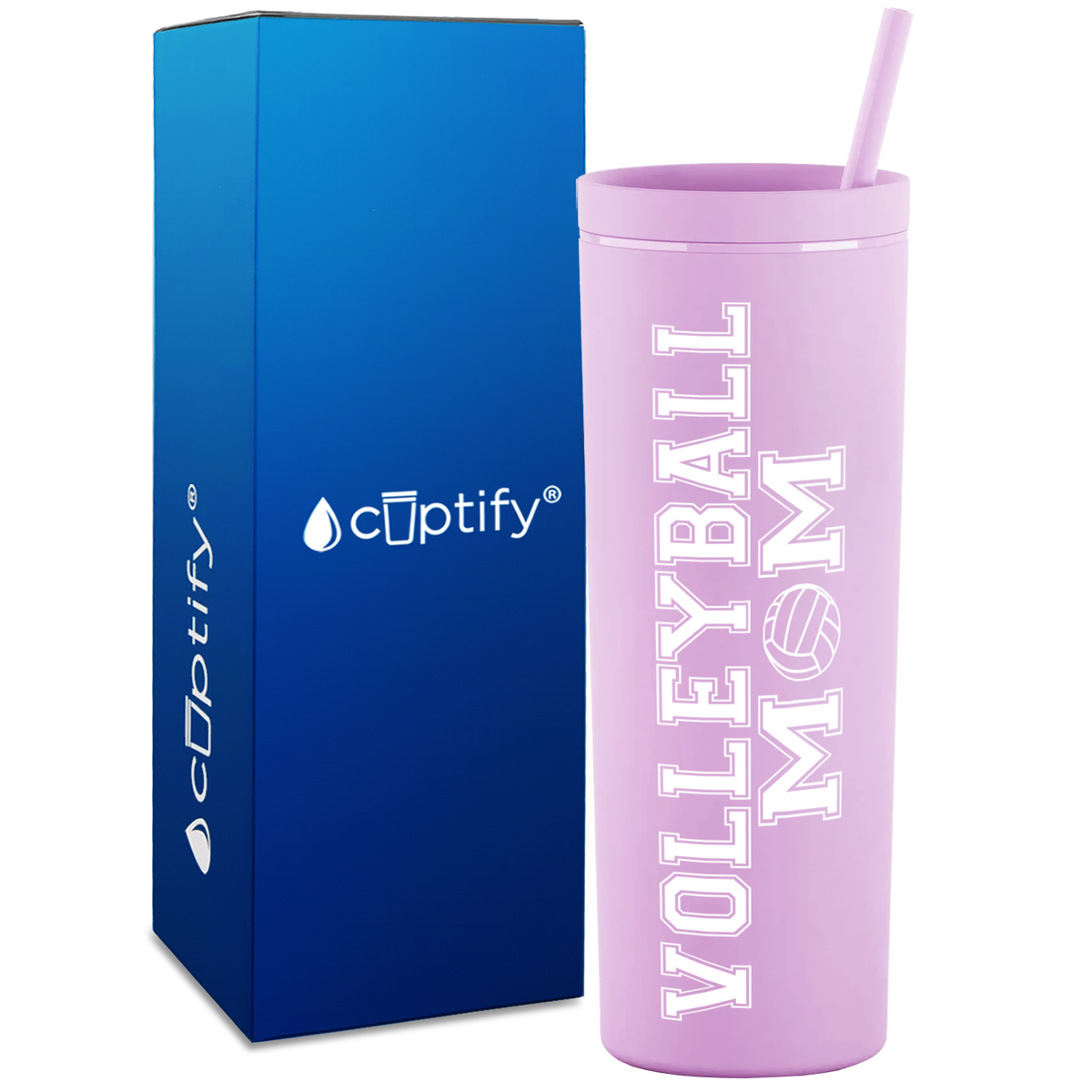 Volleyball Mom on 18oz Acrylic Skinny Tumbler