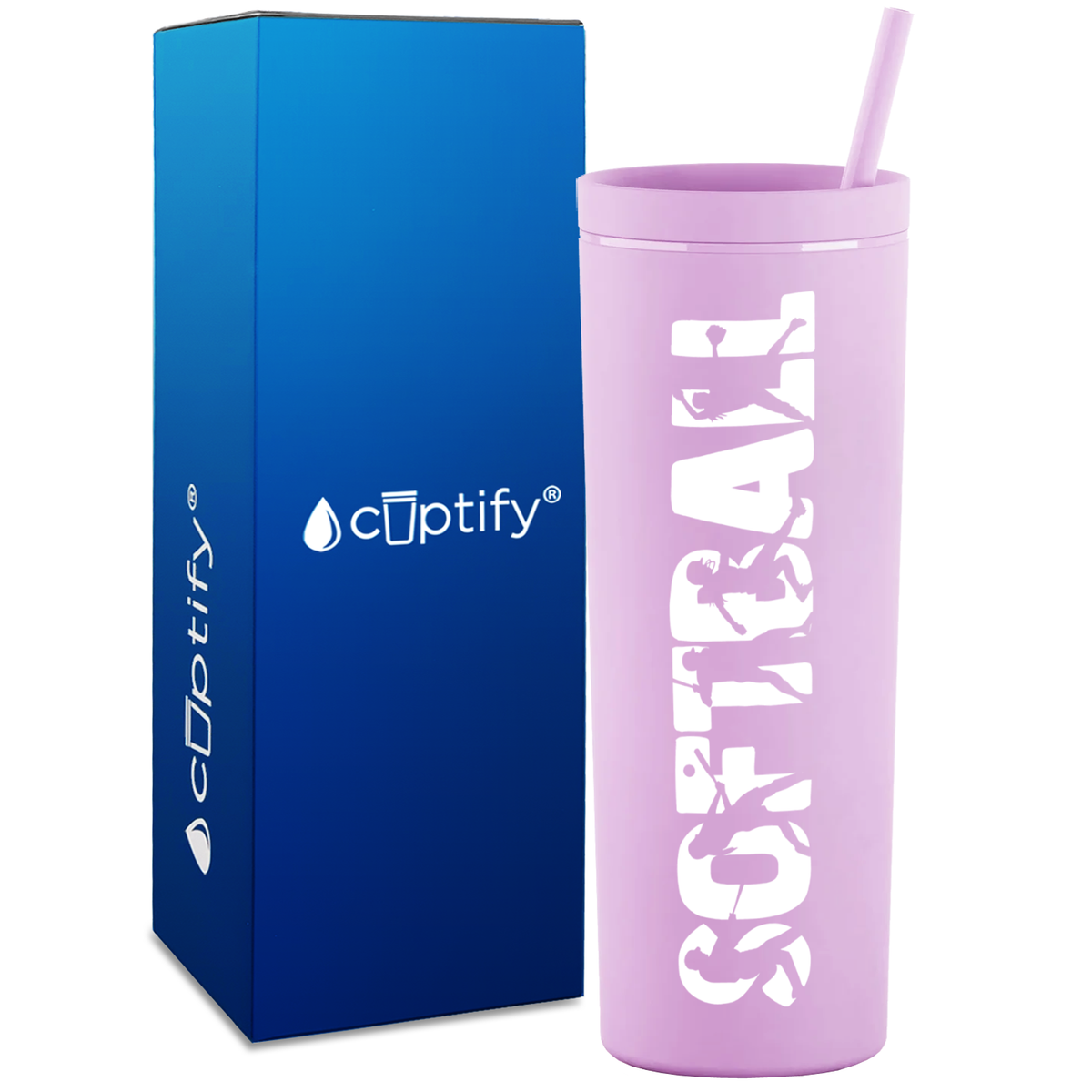 Softball Players on 18oz Acrylic Skinny Tumbler