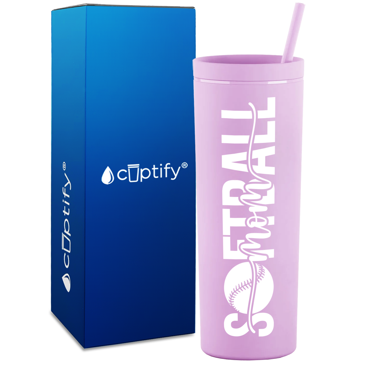 Softball Mom Swish on 18oz Acrylic Skinny Tumbler
