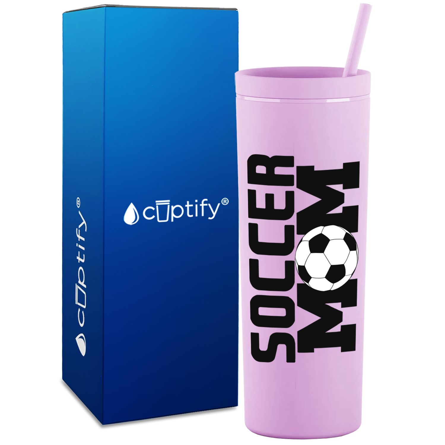 Soccer Ball Mom on 18oz Acrylic Skinny Tumbler