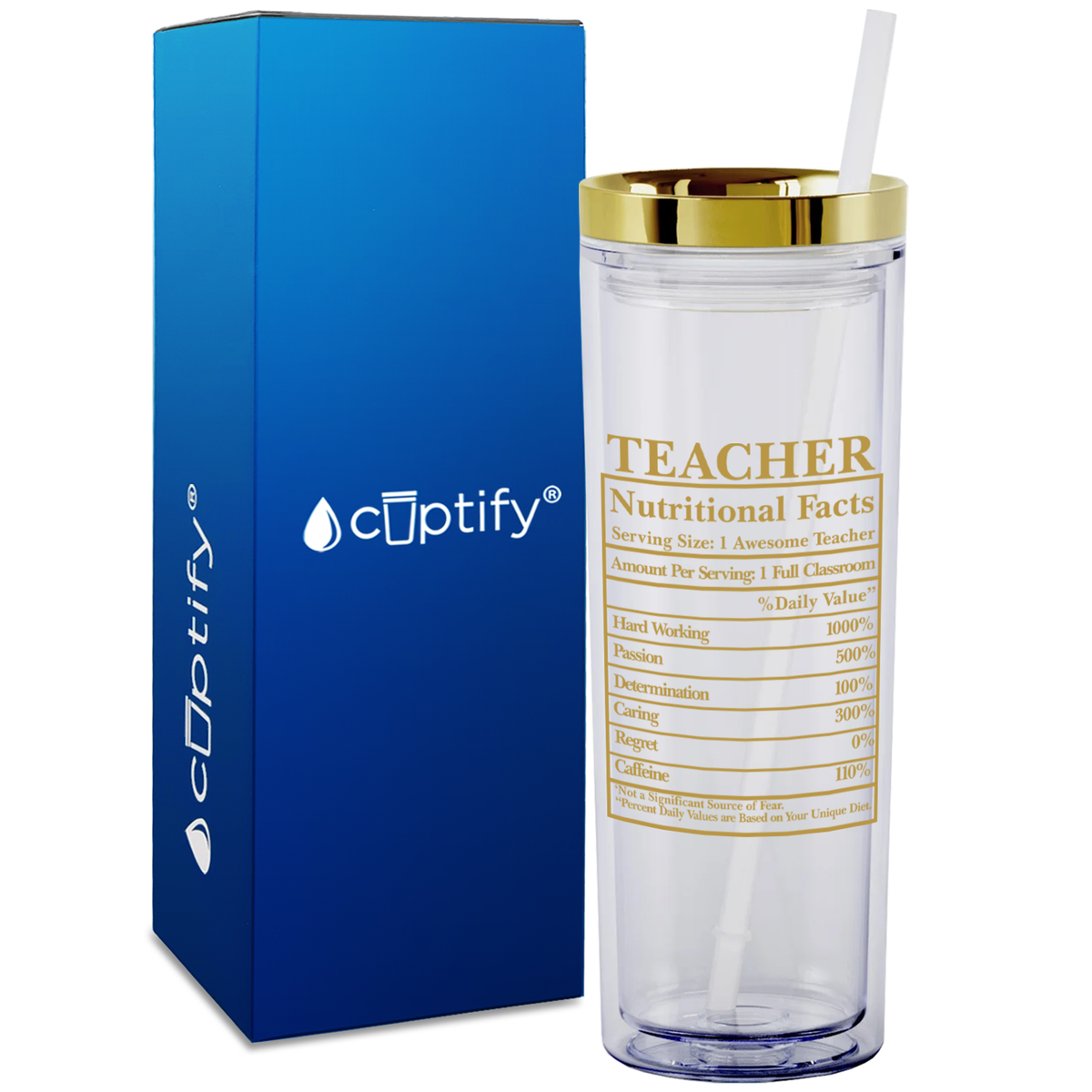 Teacher Nutritional Facts on 18oz Acrylic Teacher Tumbler