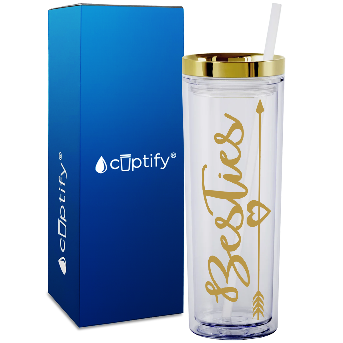 Best Friend Besties on 18oz Acrylic Skinny Tumbler