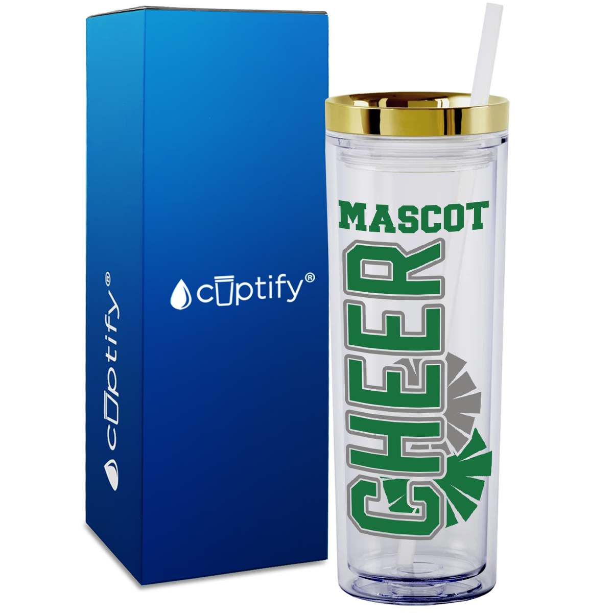 Cheer with Mascot on 18oz Acrylic Skinny Tumbler