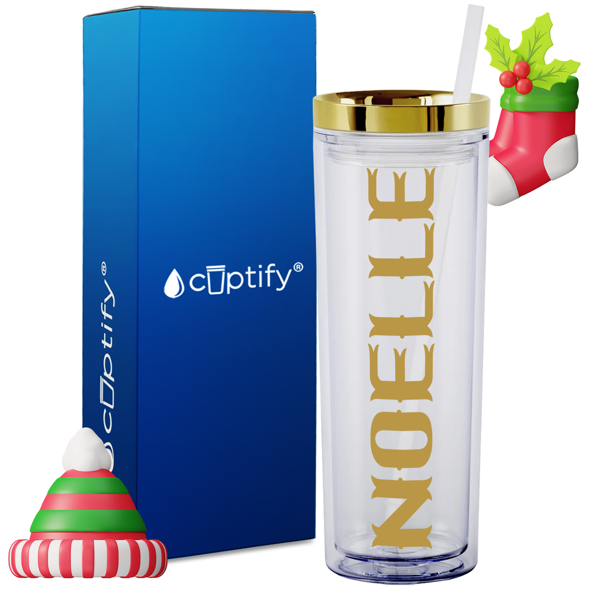 Personalized Claus Style on 18oz Acrylic Christmas Tumbler