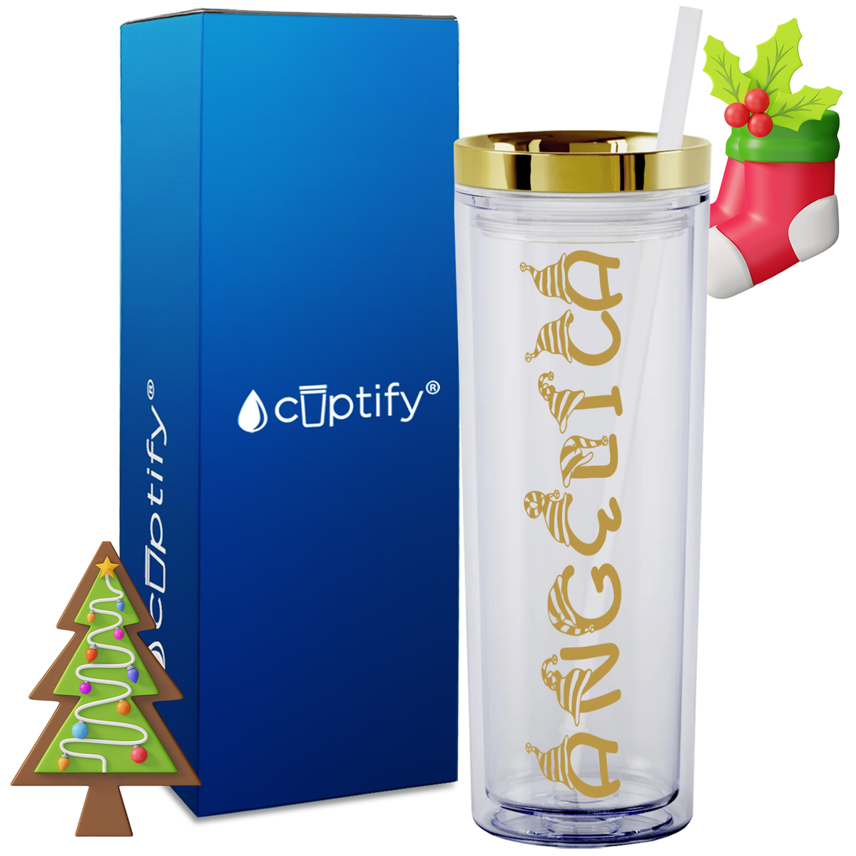 Personalized Elfen Style on 18oz Acrylic Christmas Tumbler