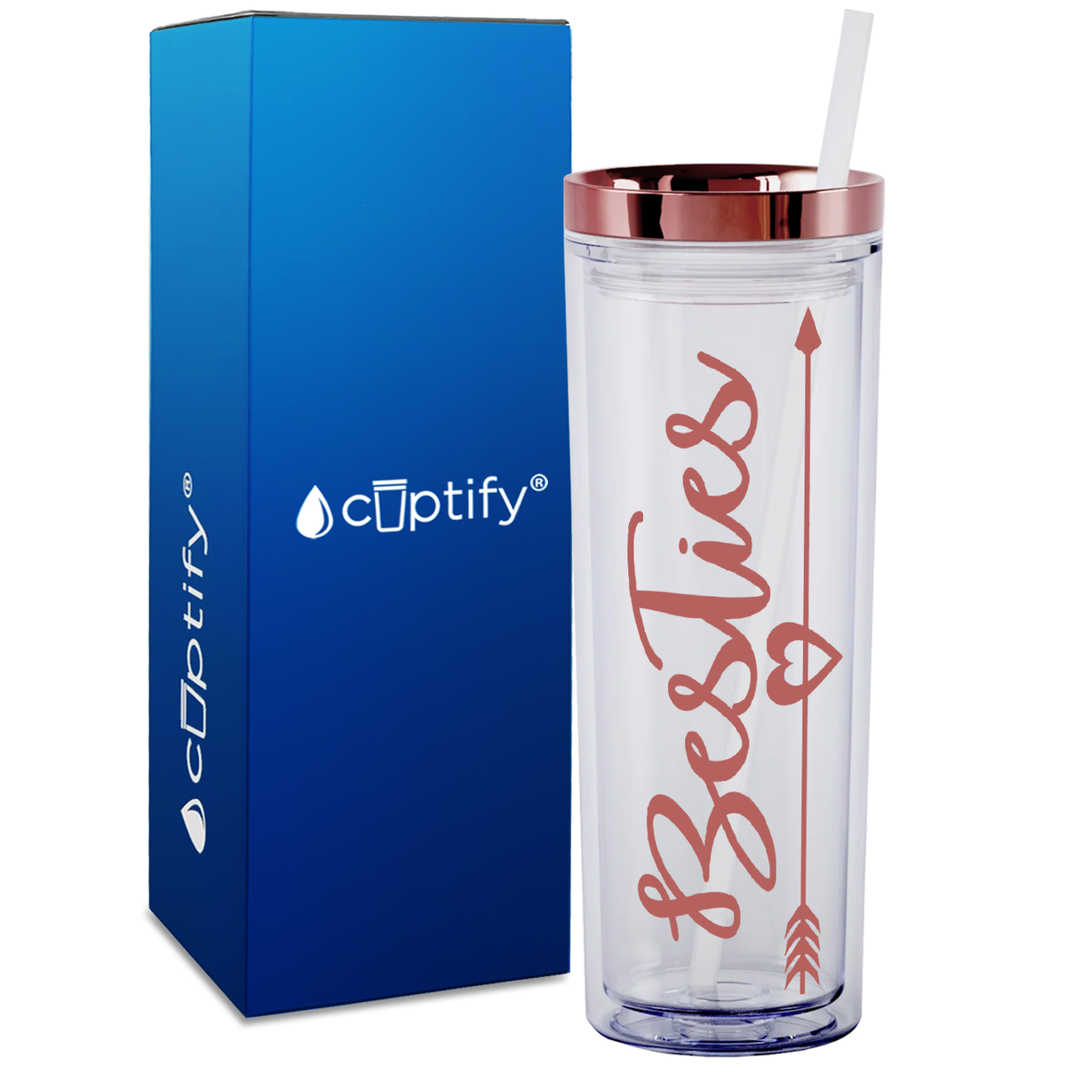 Best Friend Besties on 18oz Acrylic Skinny Tumbler